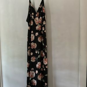 Lush long sleeve black floral dress